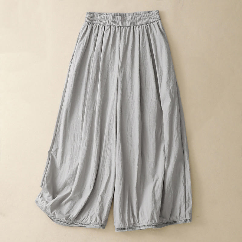 Buddha Stones Casual Hem Hollow Design Women's Cotton 7-8 Length Wide Leg Pants With Pockets - Silver - US8-10,UK/AU12-14,EU40-42 (2XL) - image 12