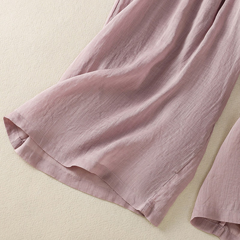 Buddha Stones Commute Embroidery Drawstring Women's Cotton Wide Leg Pants With Pockets - image 41