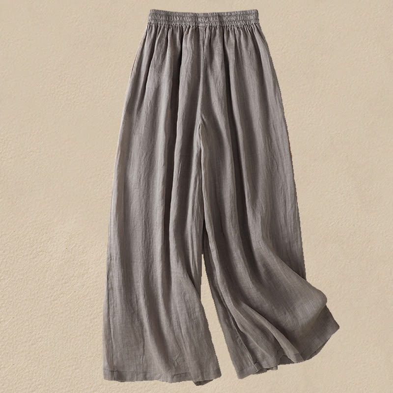 Buddha Stones Commute Embroidery Drawstring Women's Cotton Wide Leg Pants With Pockets - image 44