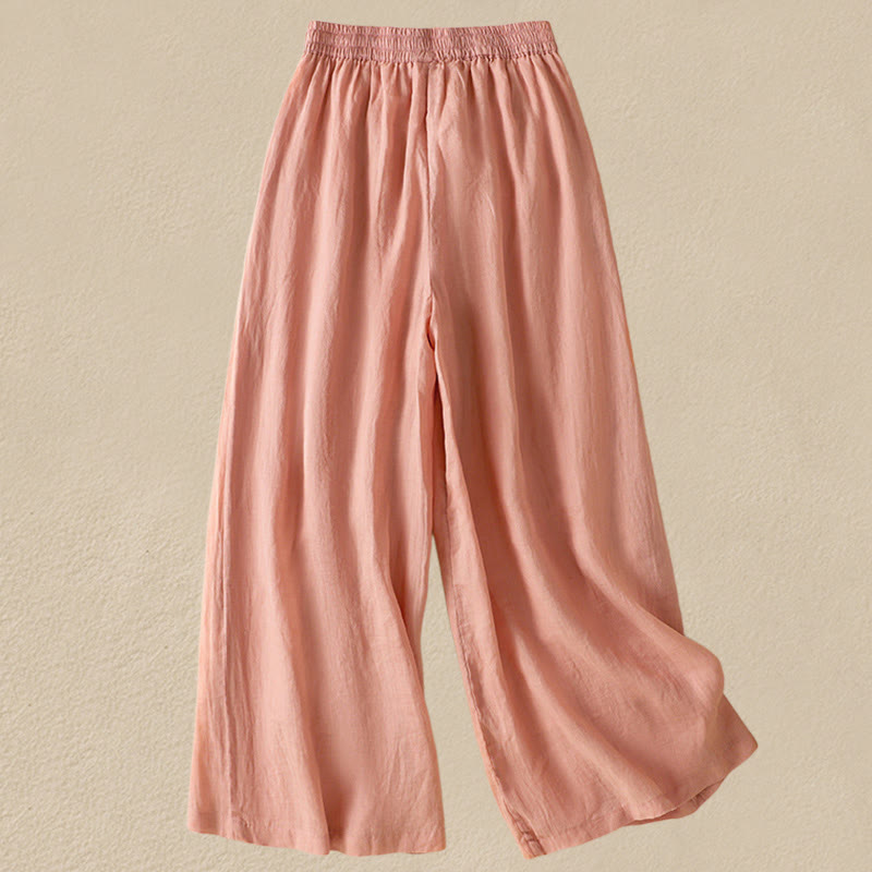 Buddha Stones Commute Embroidery Drawstring Women's Cotton Wide Leg Pants With Pockets - image 19