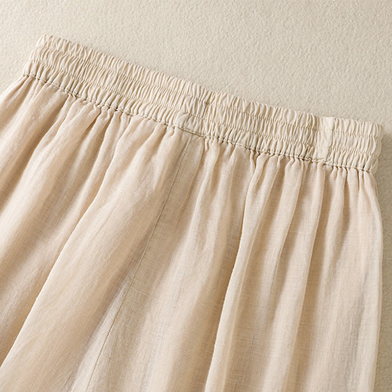 Buddha Stones Commute Embroidery Drawstring Women's Cotton Wide Leg Pants With Pockets - image 14