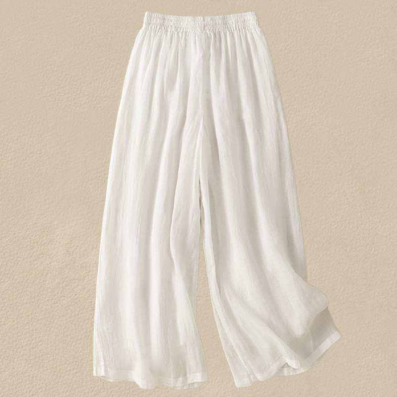 Buddha Stones Commute Embroidery Drawstring Women's Cotton Wide Leg Pants With Pockets - image 27