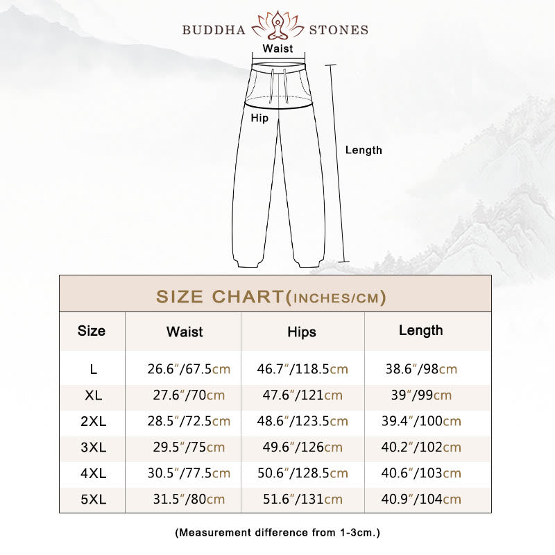Buddha Stones Simple Drawstring Design Linen Men's Pants With Pockets - image 4