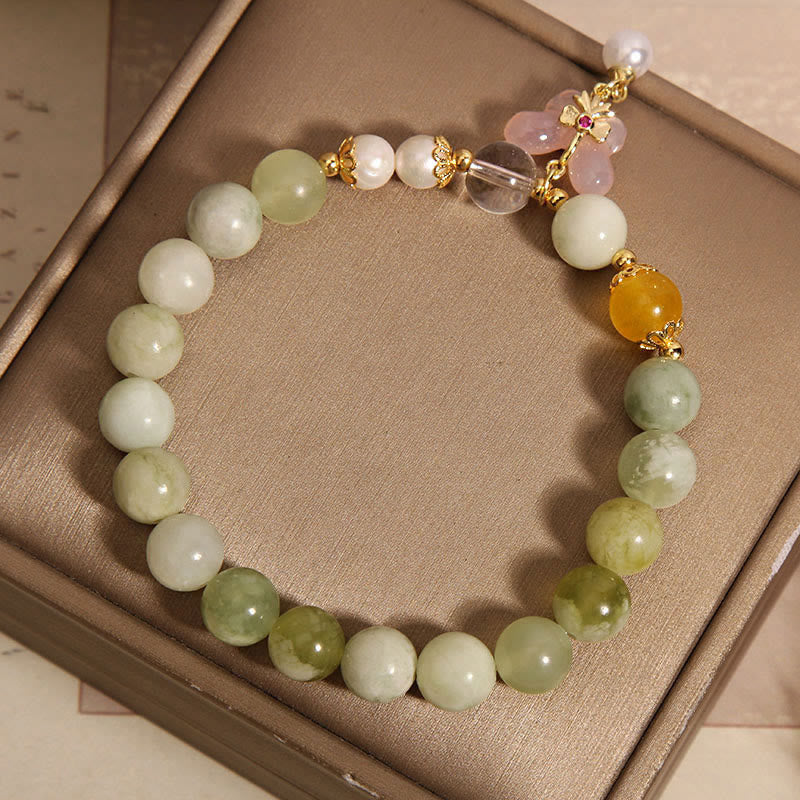 Buddha Stones Natural Butterfly Serpentine Jade Yanyuan Agate Luck Bracelet - image 10