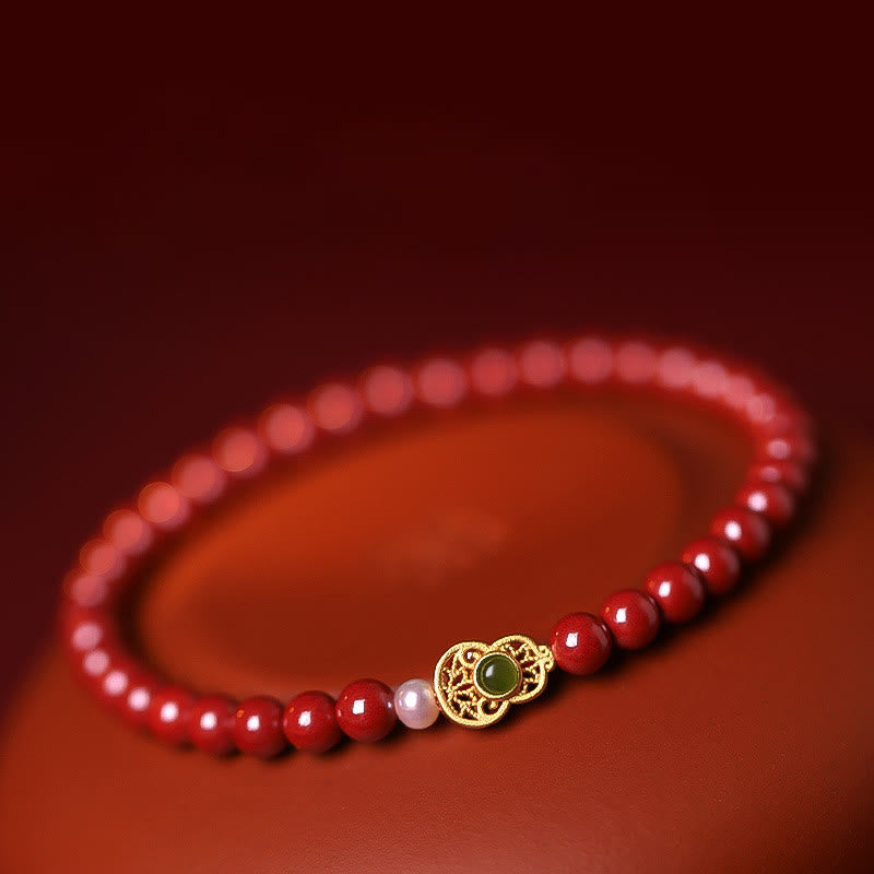 Buddha Stones Gourd Pearl Cinnabar Blessing Beads Bracelet - image 14