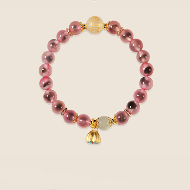 Buddha Stones Natural Colorful Candy Agate Golden Lotus Pod Healing Bracelet - Red Candy Agate(Wrist Circumference: 14-15cm) - image 15