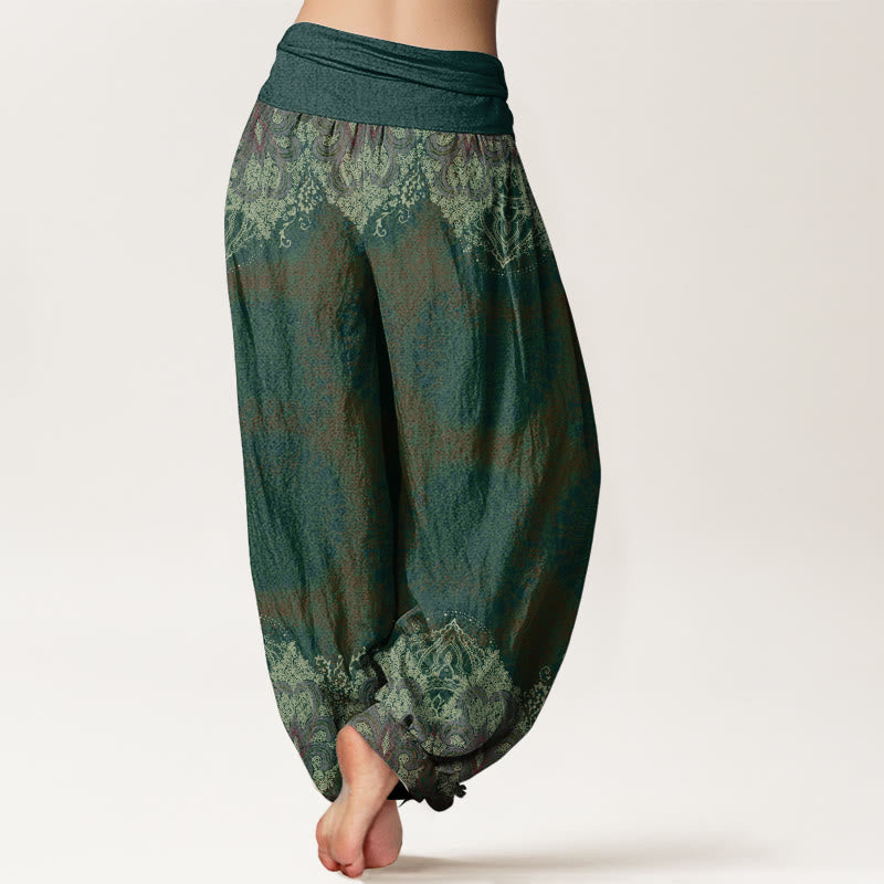 Buddha Stones Pure Cotton Casual Lycoris Radiata Mandala Pattern Women's Elastic Waist Harem Pants - image 10