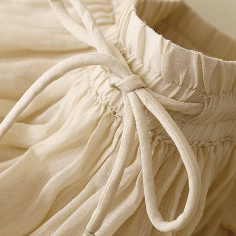 Buddha Stones Summer Solid Color Elastic Waist Drawstring Women's Skirt - image 24