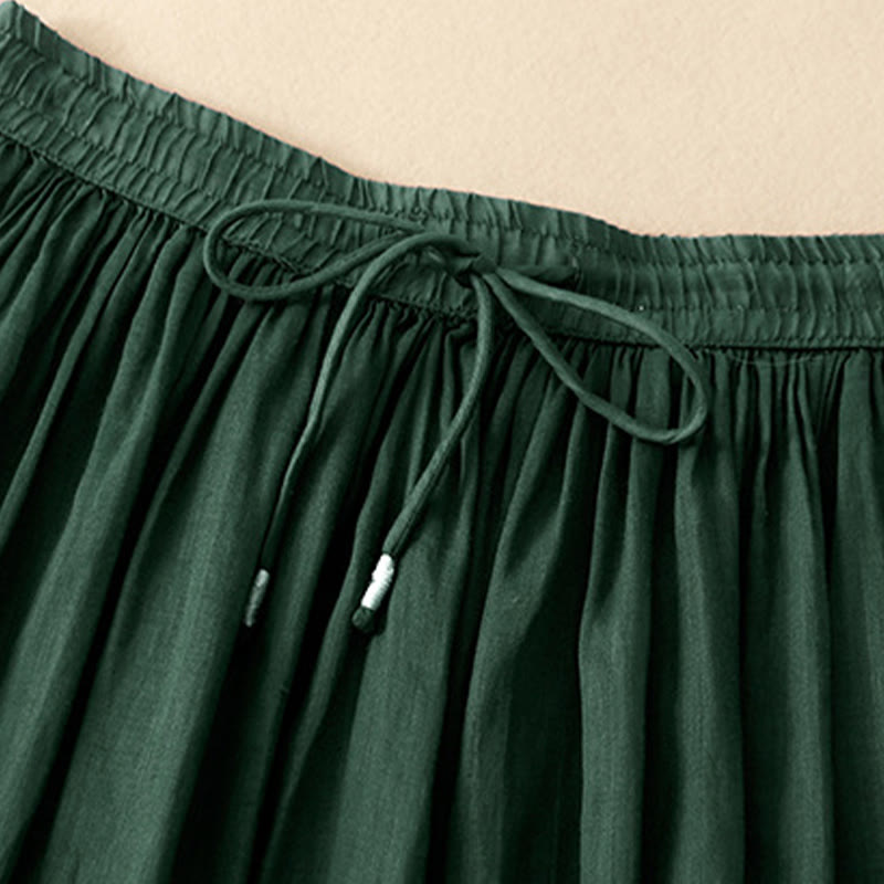 Buddha Stones Summer Solid Color Elastic Waist Drawstring Women's Skirt - image 7