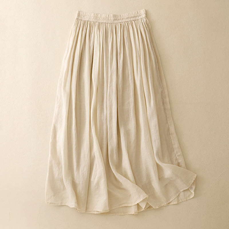 Buddha Stones Summer Solid Color Elastic Waist Drawstring Women's Skirt - image 22