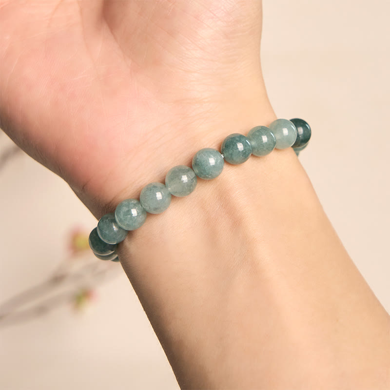 Buddha Stones Blue Jade Peace Buckle Pearl Beads Prosperity Bracelet - image 8