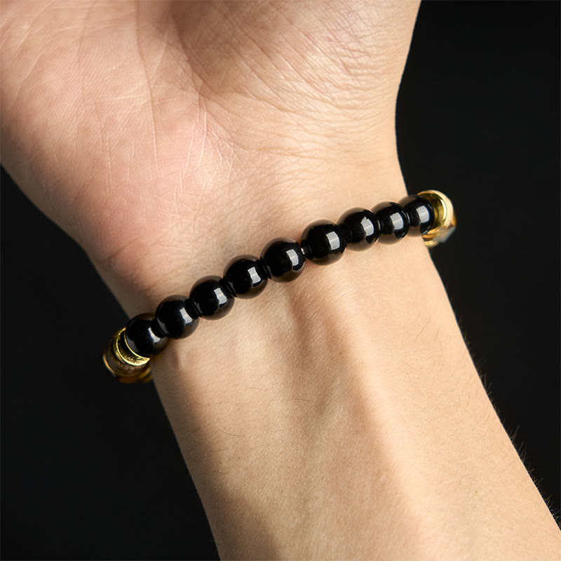 Buddha Stones Black Obsidian Beads Sectional Tiger Eye Stone Purification Bracelet - image 5