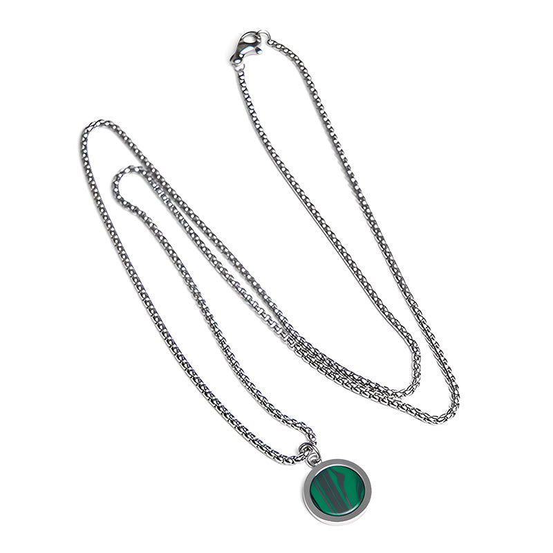 Buddha Stones Natural Stone Turquoise Tiger Eye Lazurite Malachite Titanium Steel Purification Necklace Pendant - image 24