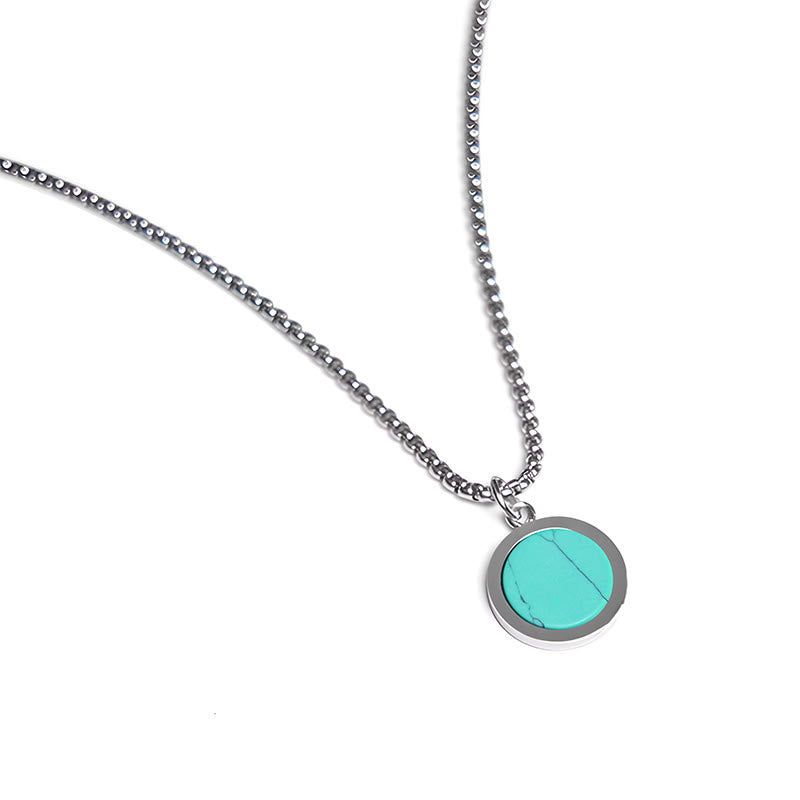 Buddha Stones Natural Stone Turquoise Tiger Eye Lazurite Malachite Titanium Steel Purification Necklace Pendant - image 11