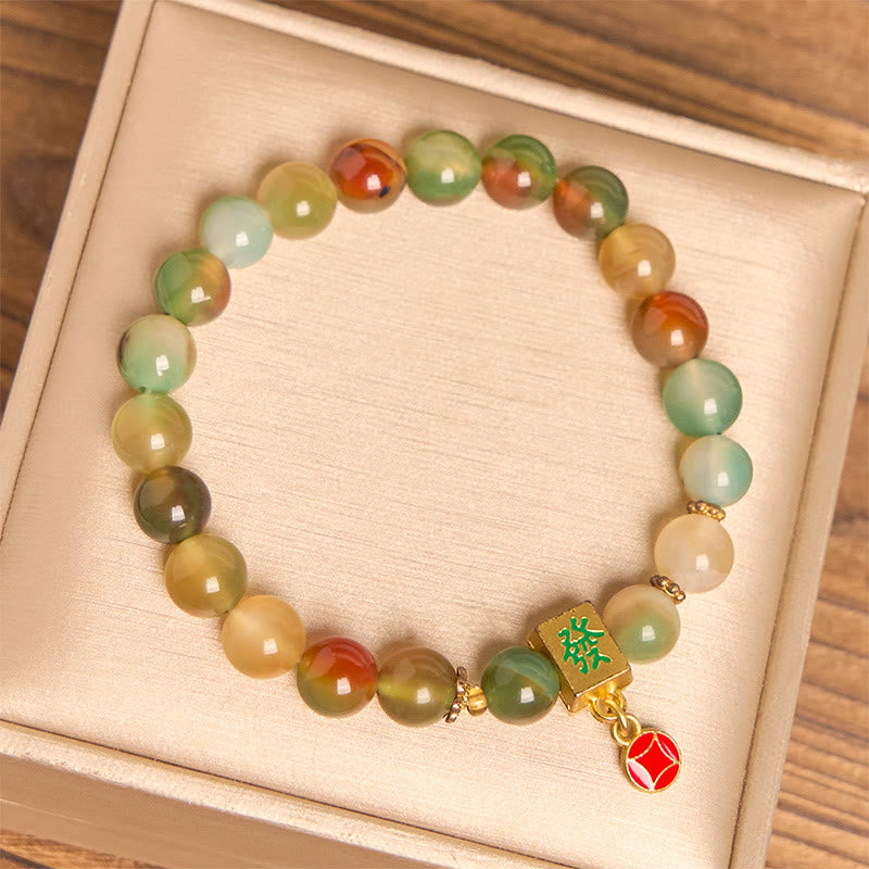 Foviel Natürliche Pfau Achat Münz Mut Armband