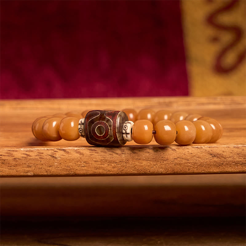 Bracelet Foviel en perles de Dzi et graines de Bodhi tibétaines pour éloigner les mauvais esprits