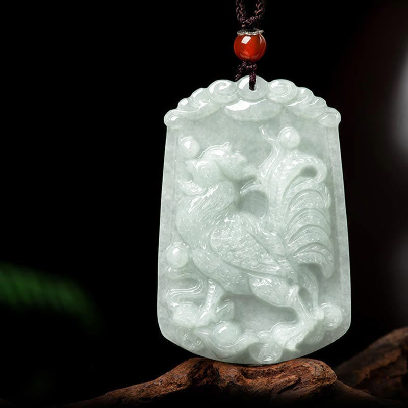Foviel Natural Jade 12 Chinese Zodiac Abundance Amulet Pendant Necklace