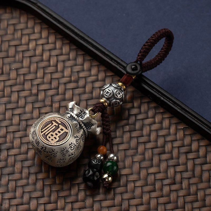 Foviel Fu Character Money Bag Making Money Every Day Fortune Key Chain