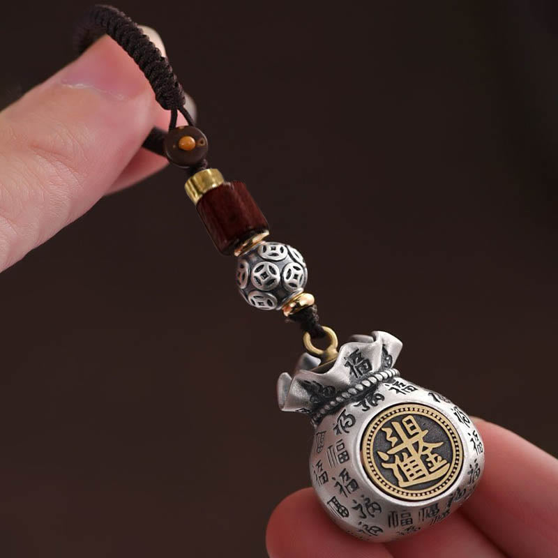 Foviel Fu Character Money Bag Making Money Every Day Fortune Key Chain
