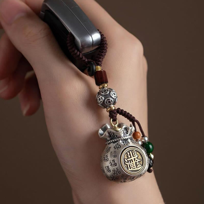 Foviel Fu Character Money Bag Making Money Every Day Fortune Key Chain