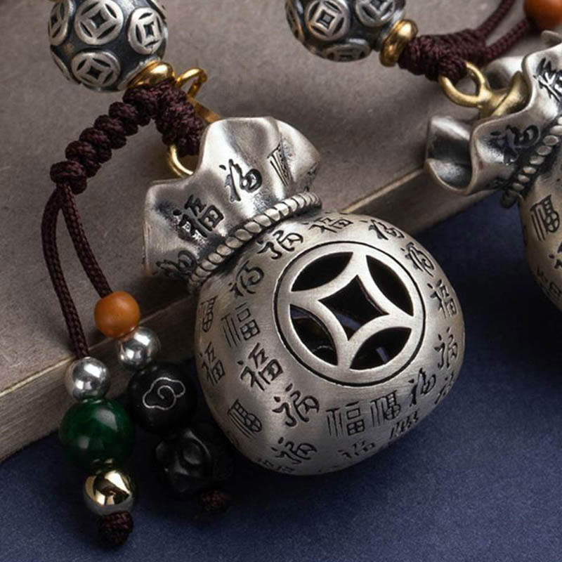 Foviel Fu Character Money Bag Making Money Every Day Fortune Key Chain