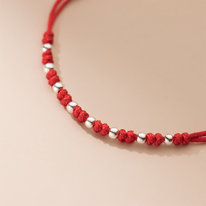 Buddha Stones 925 Sterling Silver Beads Red String Adjustable Luck Bracelet - image 12