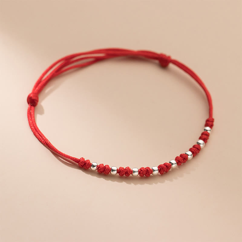 Buddha Stones 925 Sterling Silver Beads Red String Adjustable Luck Bracelet - image 8