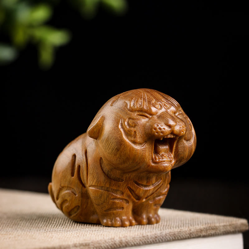 Buddha Stones Green Sandalwood Cute Tiger Animals Positive Decoration - image 9
