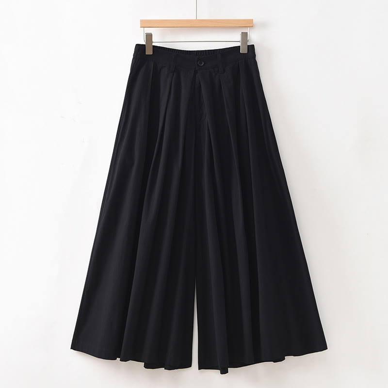 Buddha Stones Casual Plain Loose Cotton Women's Wide Leg Pants With Pockets - Black - US12,UK/AU16,EU44 (2XL) - image 25