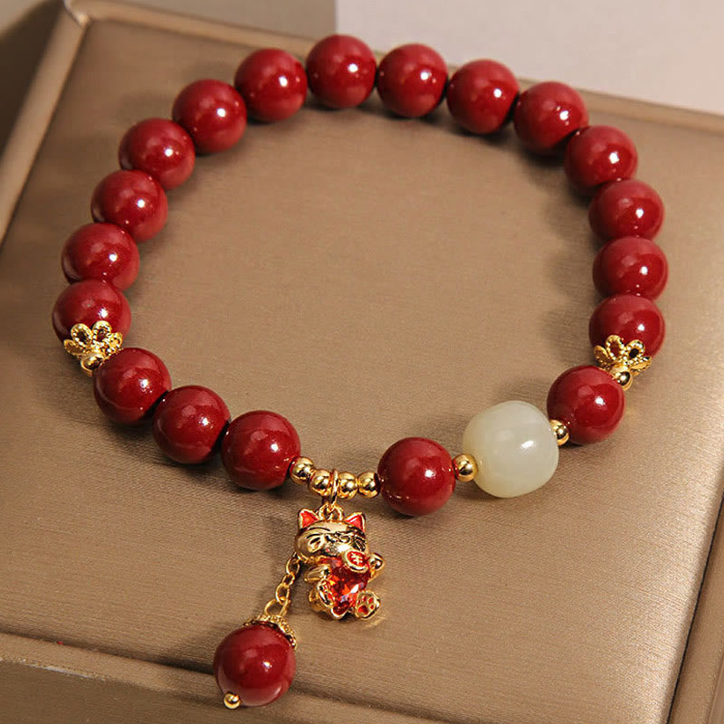 Buddha Stones "Wishing You Good Fortune and Joy" Cat Cinnabar Bracelet Includes Gift Message Card - image 11