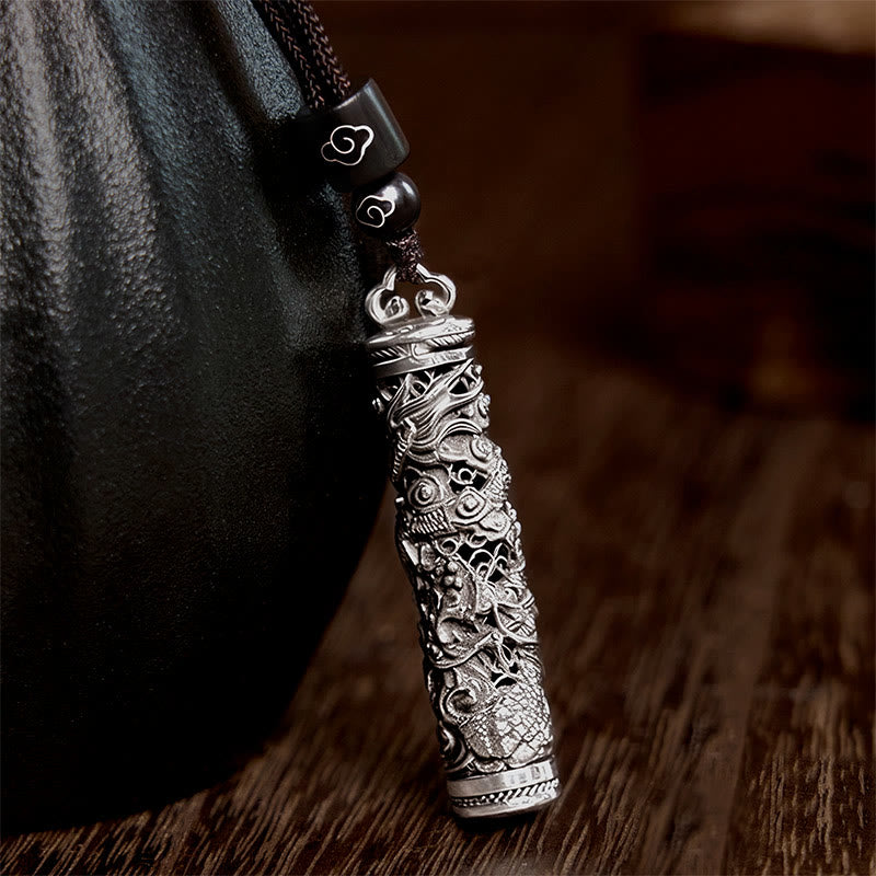 Buddha Stones Copper Fu Character Dragon Pattern Balance Pendant Necklace - image 2