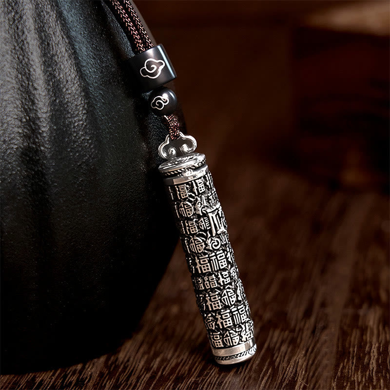 Buddha Stones Copper Fu Character Dragon Pattern Balance Pendant Necklace - image 7