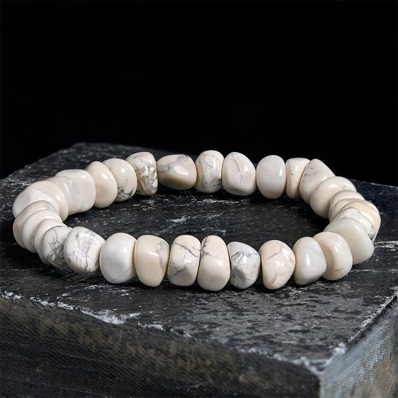 Buddha Stones White Turquoise Irregular Blocks Courage Bracelet - 17-17.5cm - image 1
