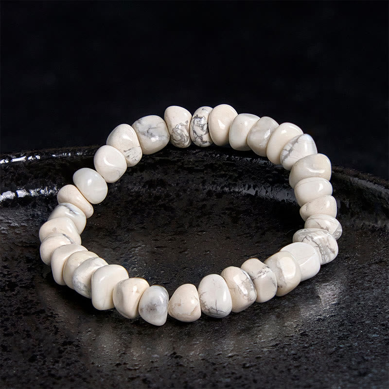 Buddha Stones White Turquoise Irregular Blocks Courage Bracelet - image 3