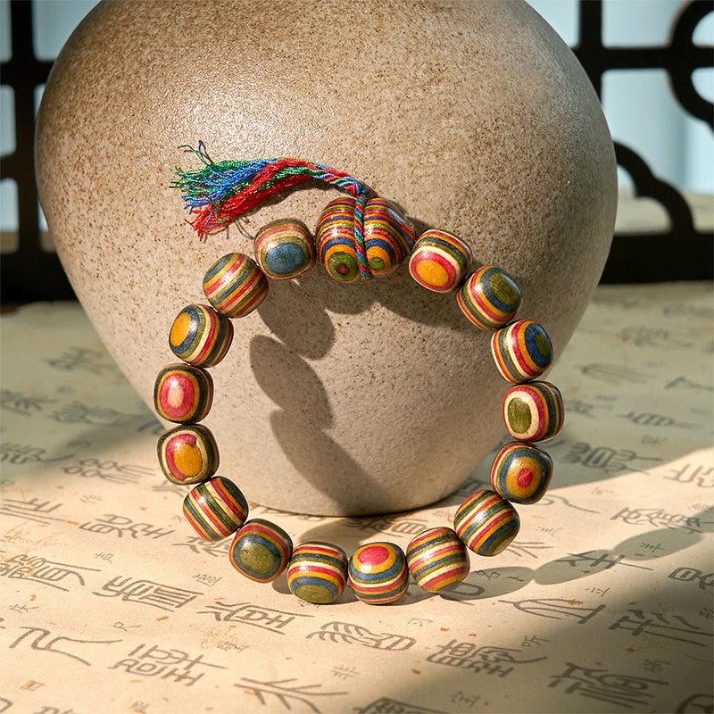 Buddha Stones Colorful Rainbow Eucalyptus Gourd Positive Bracelet - image 3