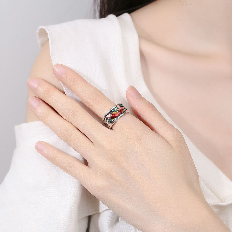 FREE Today: Bring Good Luck Koi Fish Heart Sutra Engraved Ring
