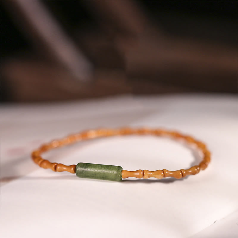 Buddha Stones Ultra-fine Olive Pit Peace Bracelet - Olive Pit & Green Stone(Wrist Circumference:14-16cm) - image 12
