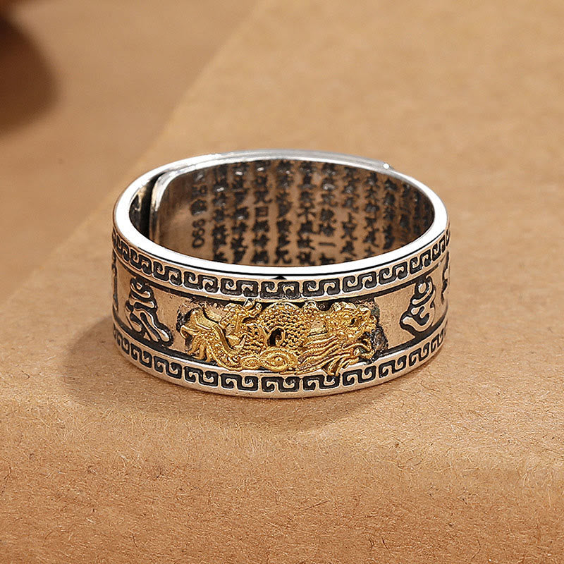 Buddha Stones Dragon Pattern Heart Sutra Copper Strength Ring - image 4