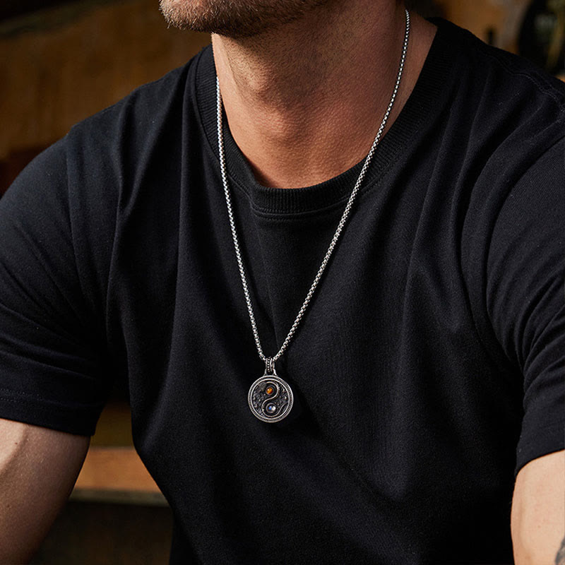 Buddha Stones Snack Yin Yang Symbol Copper Wealth Necklace Pendant - image 11