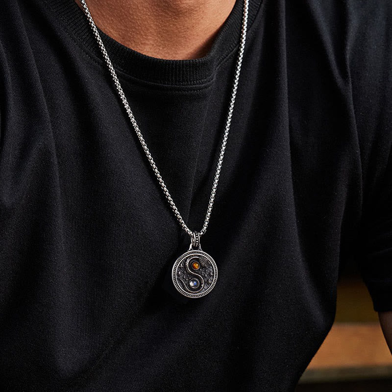 Buddha Stones Snack Yin Yang Symbol Copper Wealth Necklace Pendant - image 13