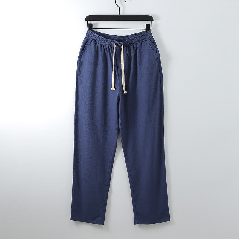 Buddha Stones 2Pcs Lace-up Cotton Kimono Pants With Pockets Men's Meditation Cloth Set - image 14