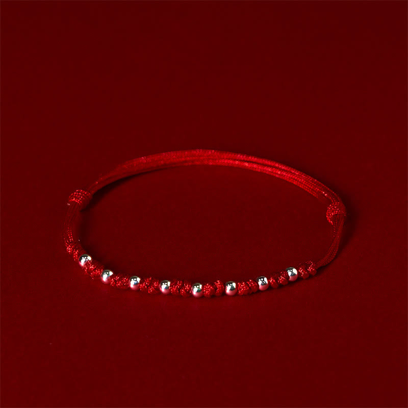 Buddha Stones 925 Sterling Silver Beads Red String Adjustable Luck Bracelet - image 4
