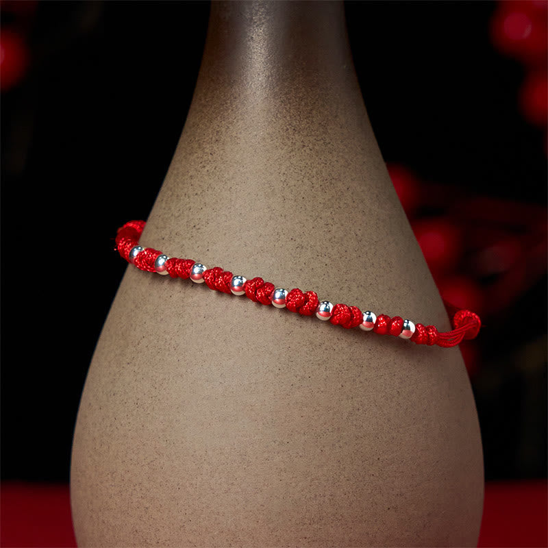 Buddha Stones 925 Sterling Silver Beads Red String Adjustable Luck Bracelet - image 5