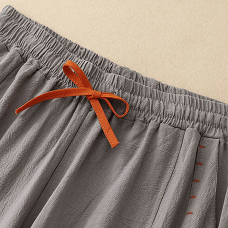 Buddha Stones Casual Side Slits Design Cotton Women's Wide Leg 7-8 Length Pants With Pockets - image 12