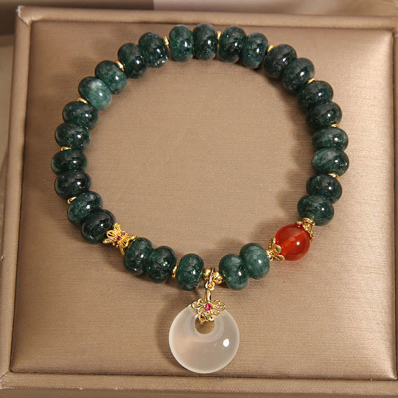 Buddha Stones Blue Jade Beads Peace Buckle Prosperity Bracelet - image 9