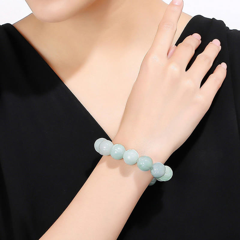 Buddha Stones Natural Jade Lotus Carving Prosperity Bracelet - image 4