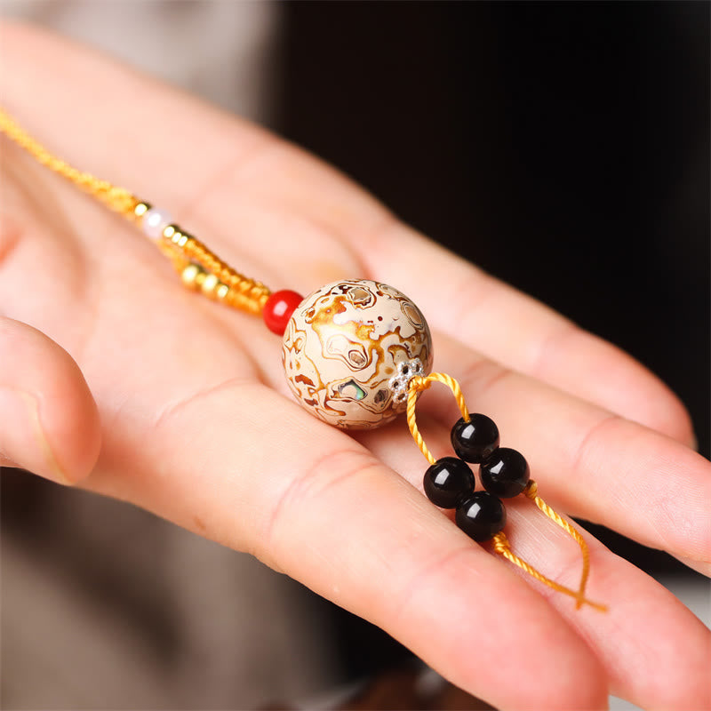 Buddha Stones Ebony Wood Venus Aurora Bead Lacquer Craft Peace Necklace Pendant - image 6