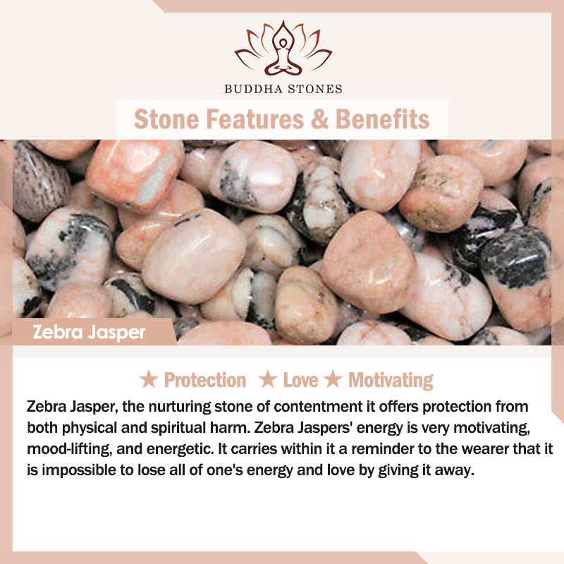 Buddha Stones Cat Head Design Zebra Jasper Protection Bracelet - image 7
