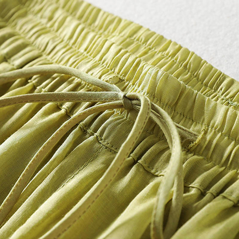 Buddha Stones Solid Color Lace-up Cotton Women's Wide Leg Pants - image 16