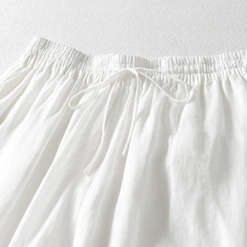 Buddha Stones Solid Color Lace-up Cotton Women's Wide Leg Pants - image 9